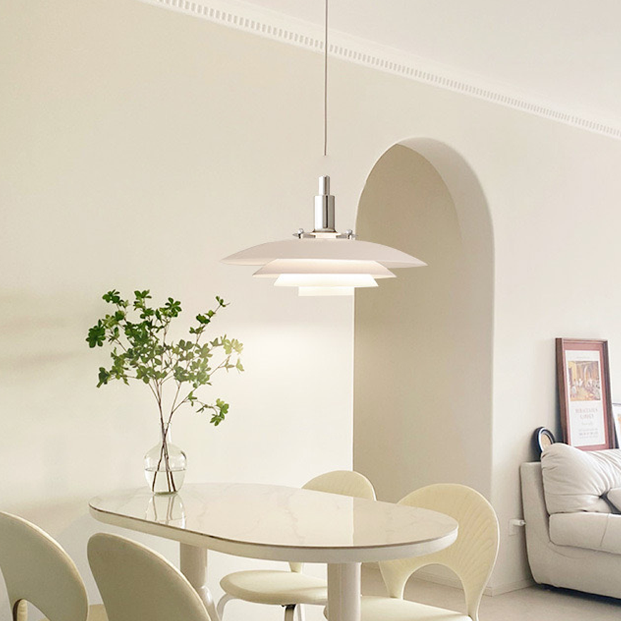 Modern Metal Frisbee Kitchen Pendant Light, White