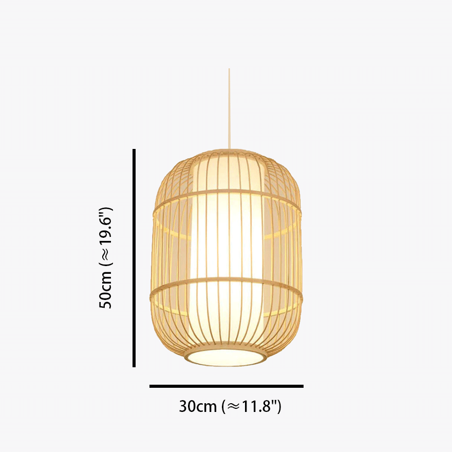 Boho Bamboo Lantern Dining Room Pendant Light, Burlywood