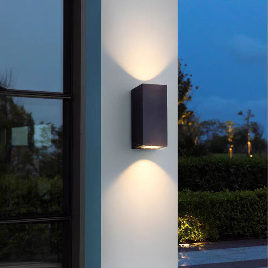 Minimalist Metal And Glass Cylindrical Outdoor Wall Lamp, Black