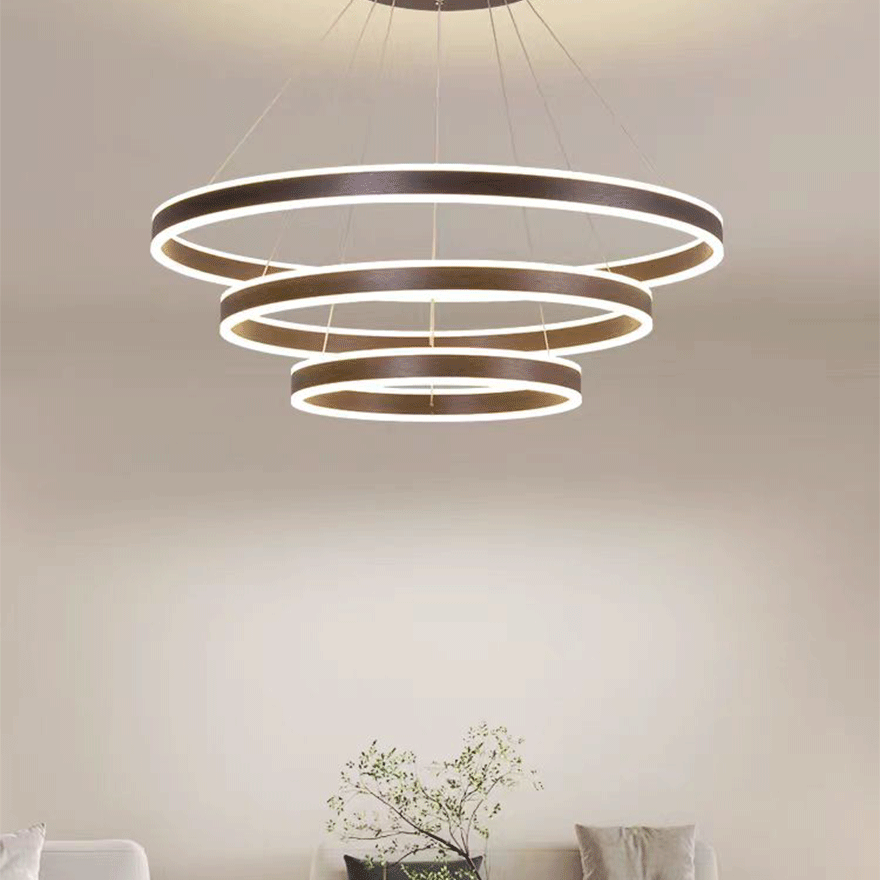 Modern Metal And Acylic Circle Study Room Chandelier Pendant Light, Black