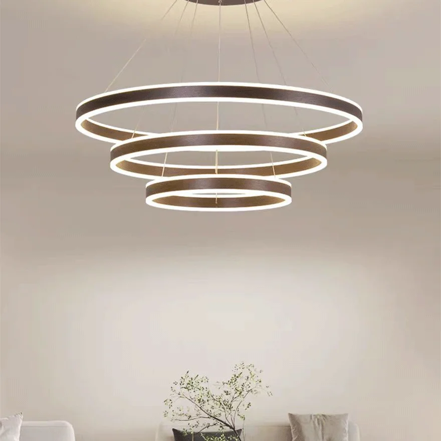 Modern Metal And Acylic Circle Study Room Chandelier Pendant Light, Black