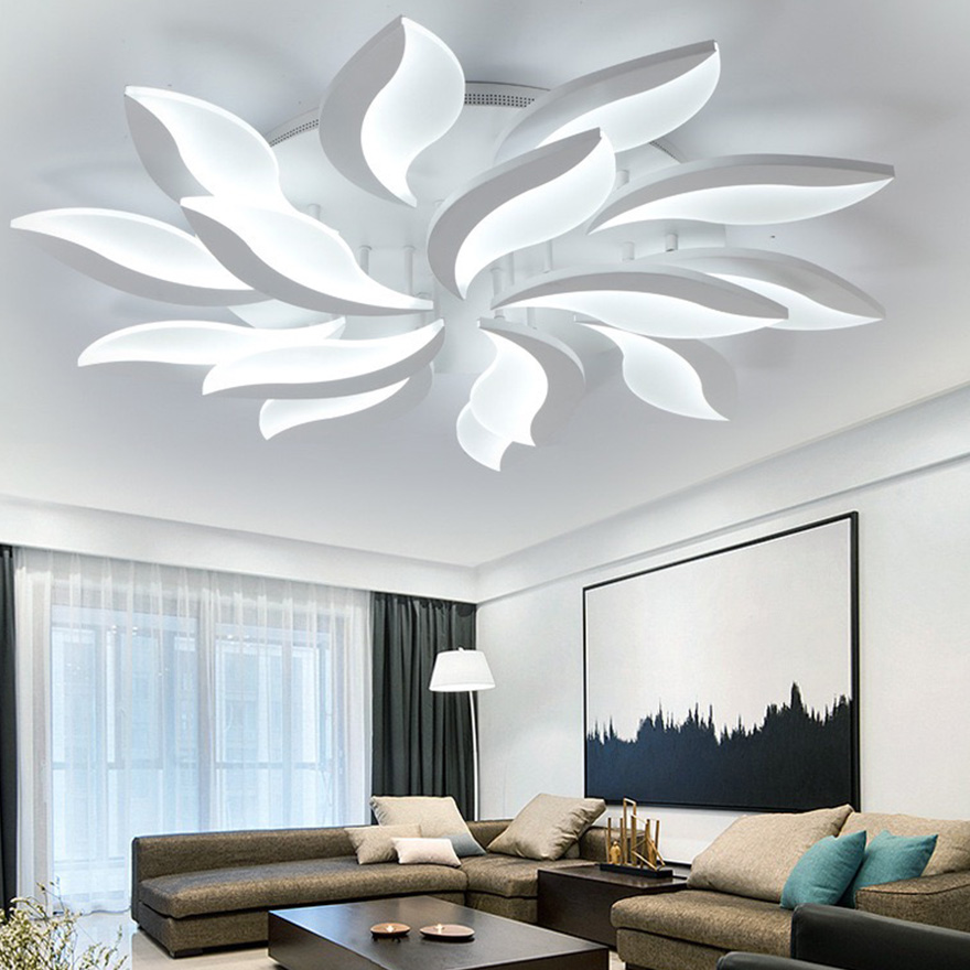 Art Deco Acrylic Flower Bedroom Ceiling Light, White