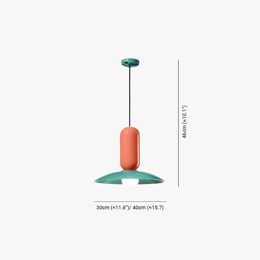 Morandi Metal Frisbee Study Room Pendant Light, Green White/Orange Green/White Orange