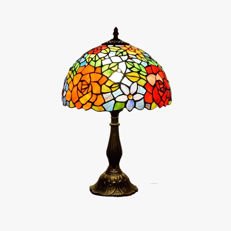 Art Deco Metal And Glass Dome Bedroom Table Lamp, Multicolor | Liiffy