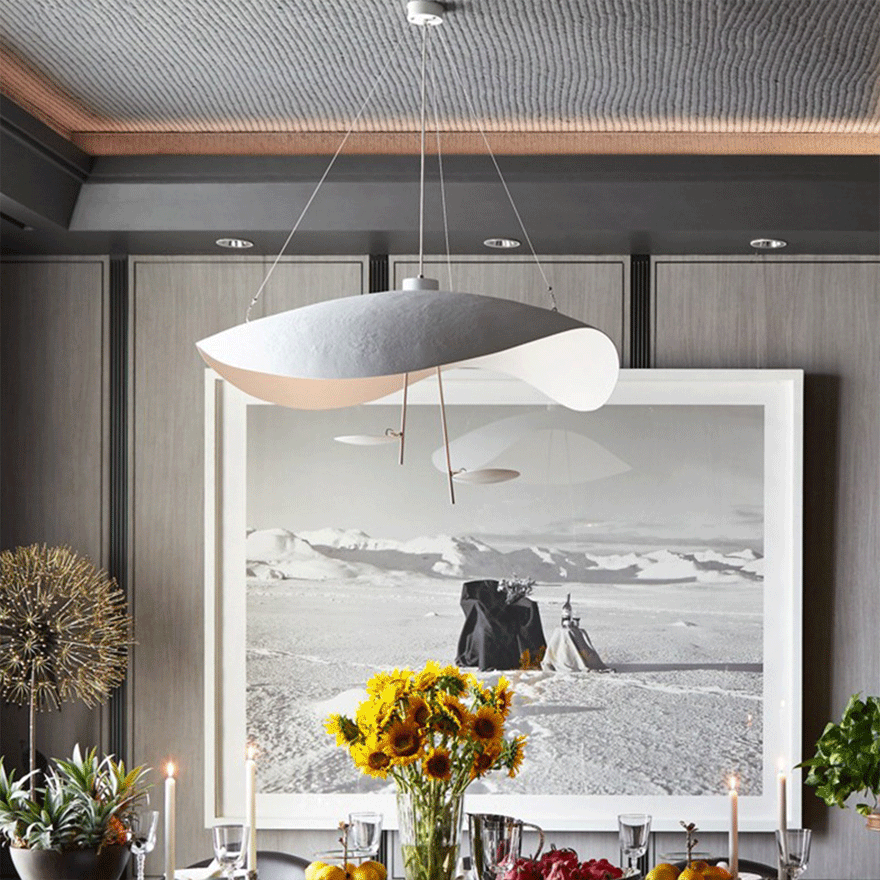 Modern Metal Uneven Dining Room Pendant Light, Black And Gold/White/White And Gold