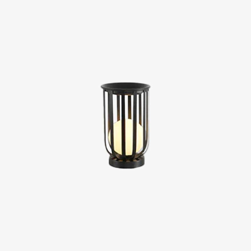 Modern Metal Lantern Outdoor Floor Lamp, Black