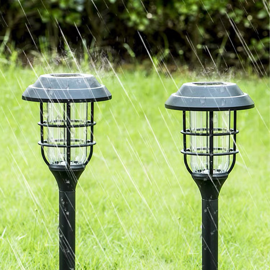 Unusual Metal And Acrylic Caged Pin Outdoor Bollard Light, Black