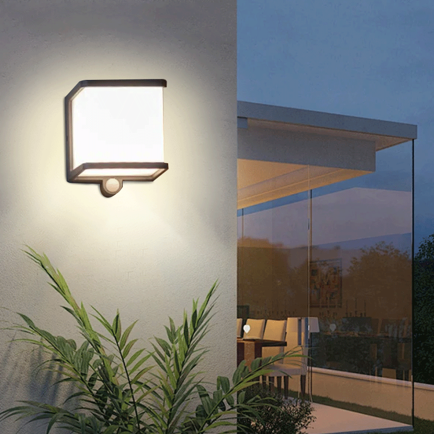 Modern Acrylic Rectangular Garden Wall Lamp, Black