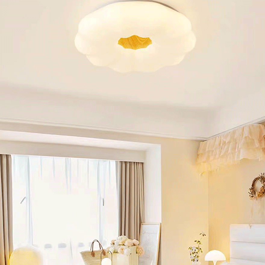 Designer Wooden And Acrylic Cloudy Living Room Ceiling Light, White