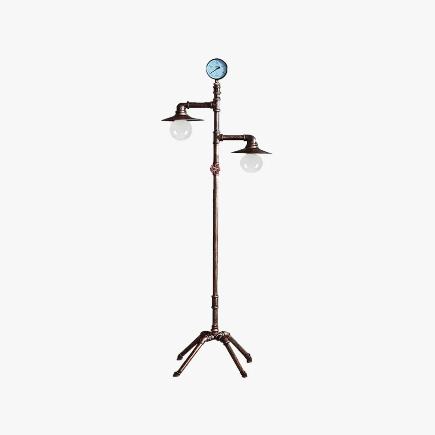 Vintage  Metal Piped Dining Room Floor Lamp, Bronze