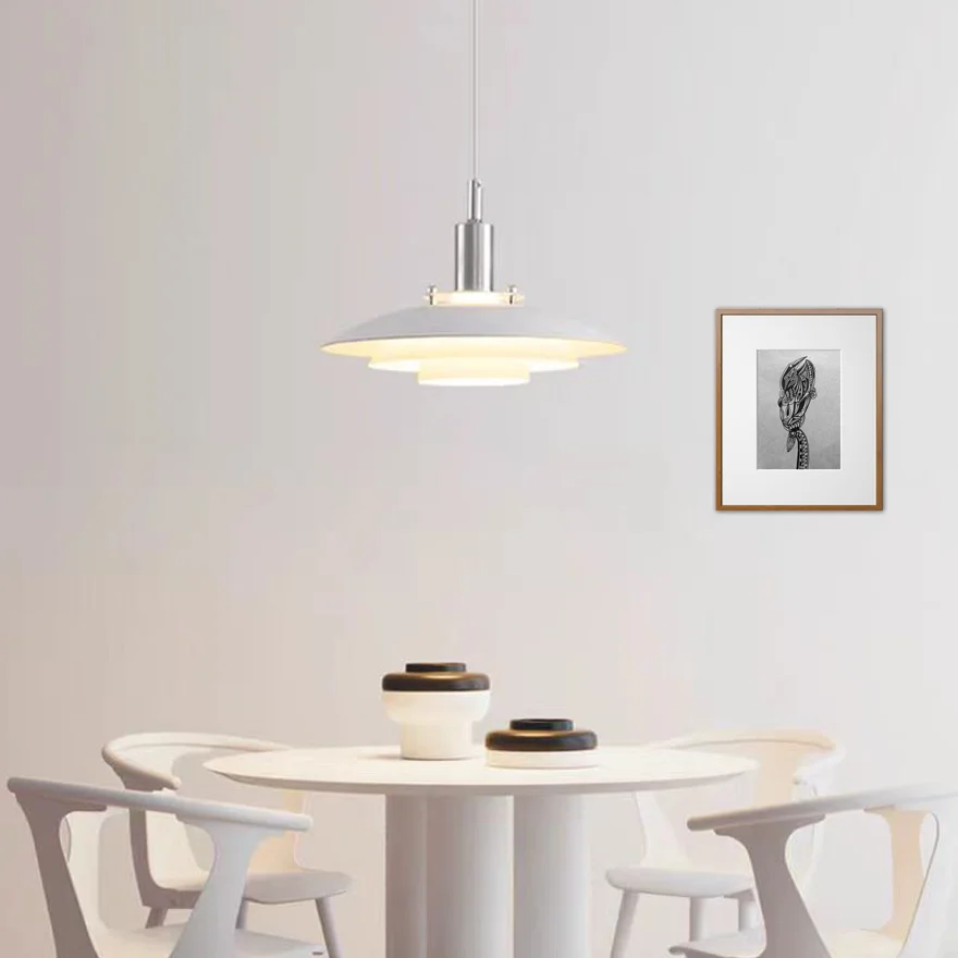 Morandi Metal Frisbee Dining Room Pendant Light, Black/White