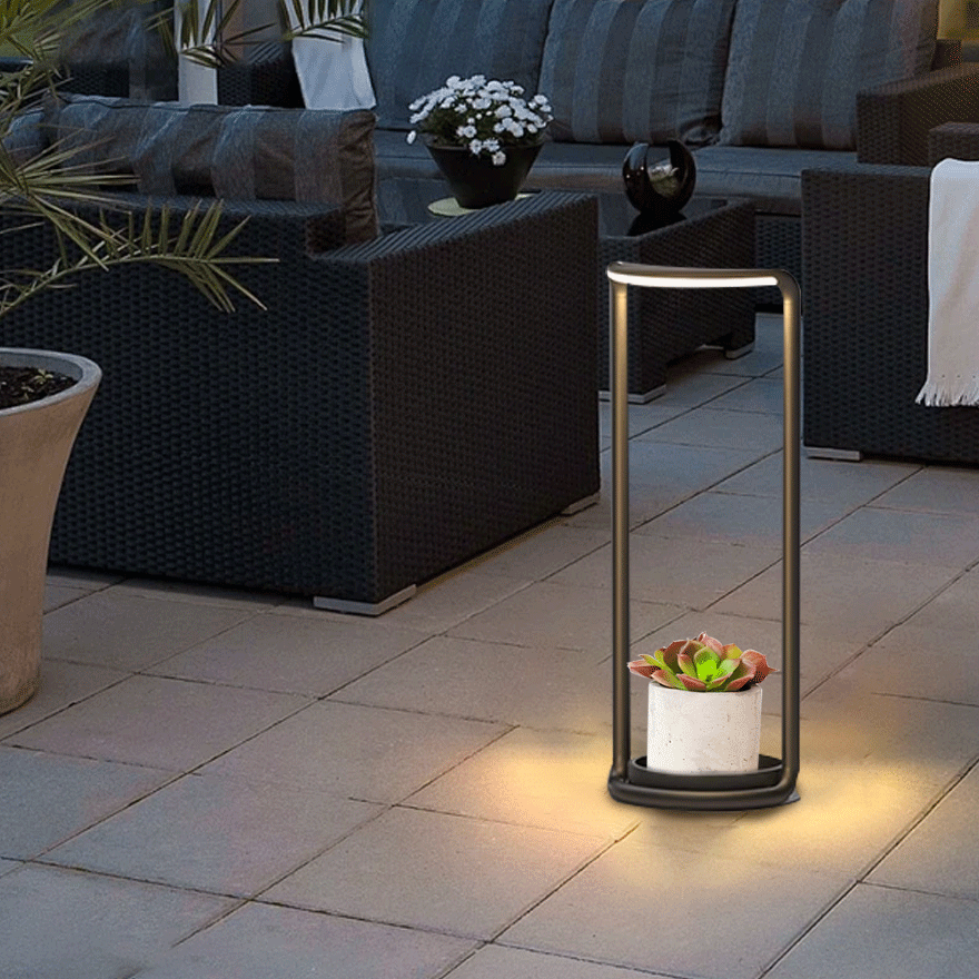 Minimalist Metal And Acrylic Round Outdoor Floor Lamp, Black