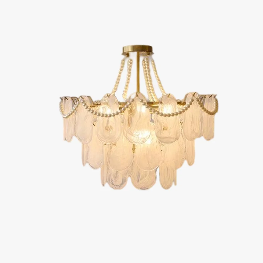 Royal Metal And Glass Floral Living Room Chandelier Pendant Light, Gold, Trichromatic Light