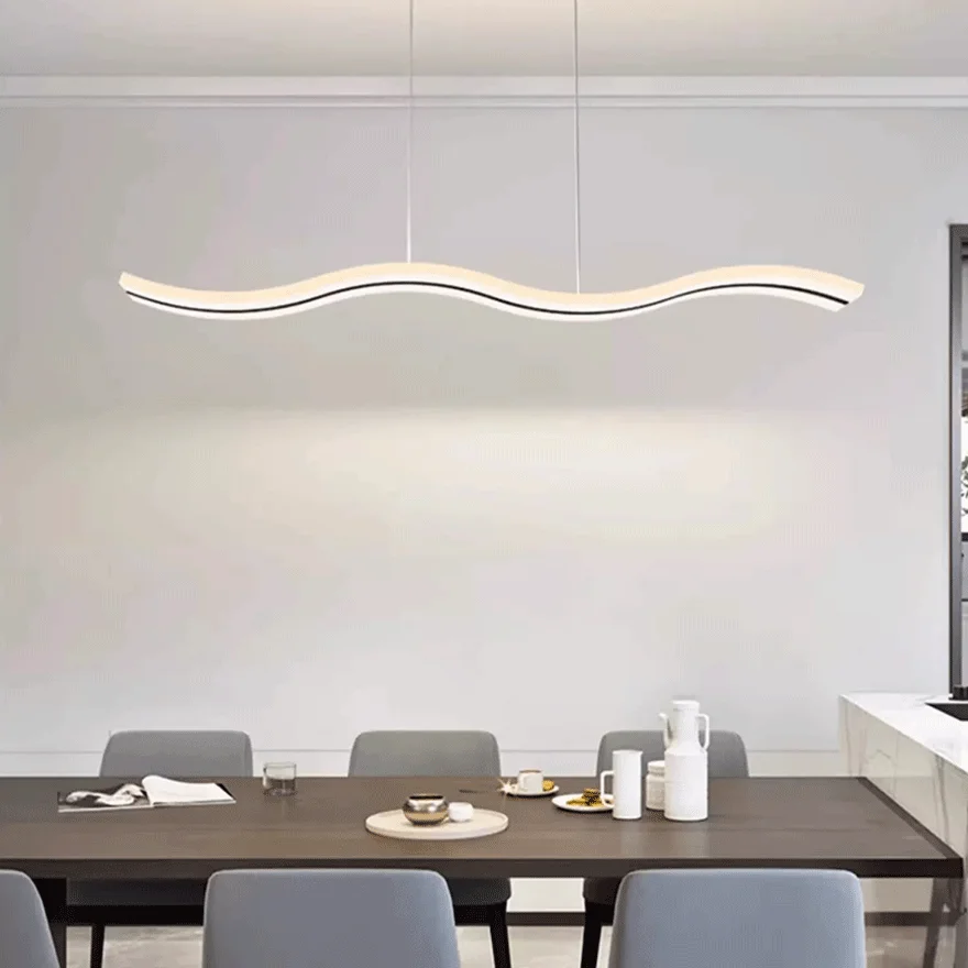 Minimalist Acrylic Wave Dining Room Pendant Light, Black/White