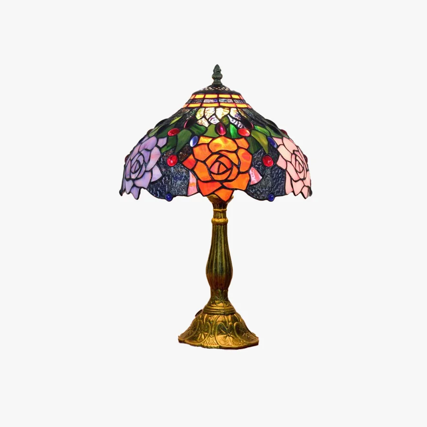 Art Deco Metal And Glass Dome Bedroom Table Lamp, Multicolor | Liiffy