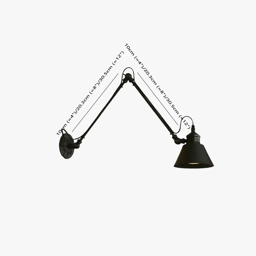 Modern Metal Conical Living Room Wall Lamp, Black