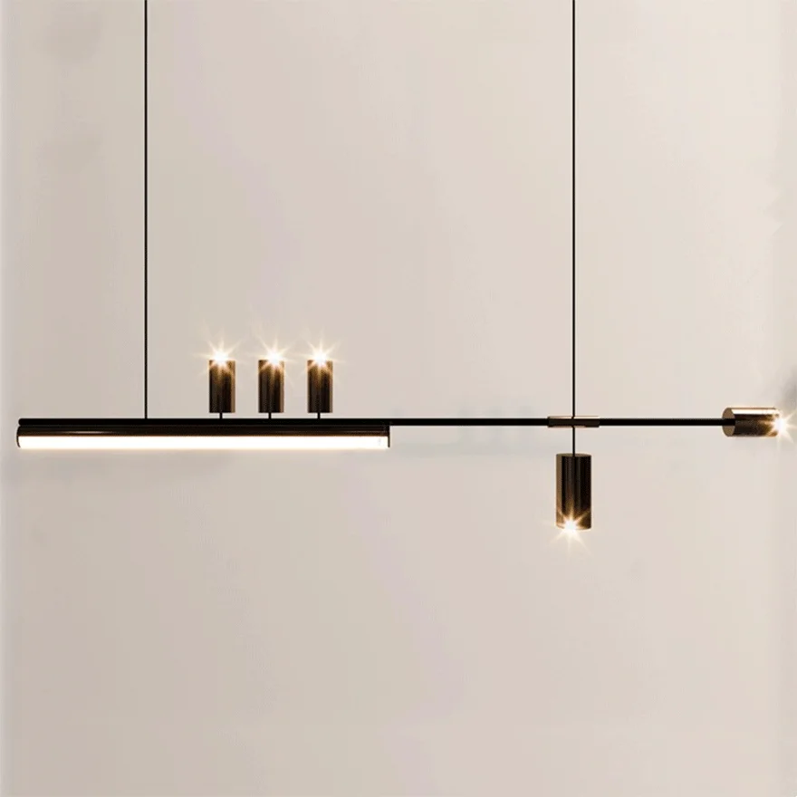 Modern Metal And Acylic Linear Kitchen Pendant Light, Black-Gold