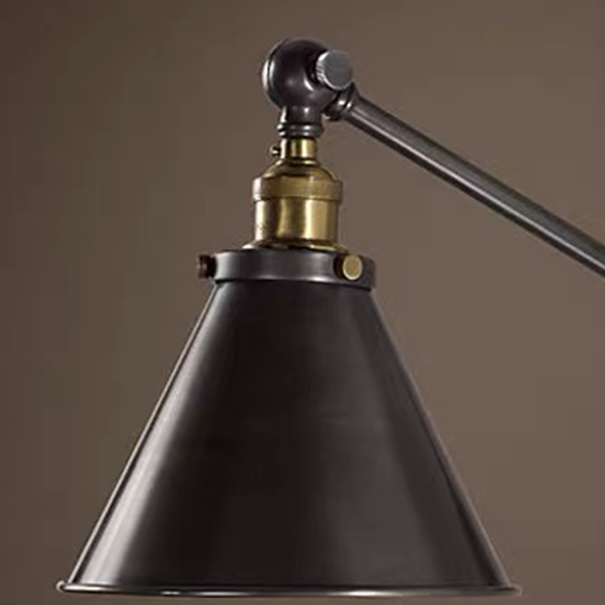 Unusual Metal Conical Adjustable Bathroom Wall Lamp, Black/White