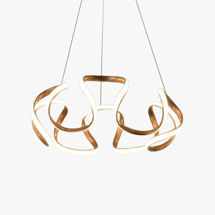 Modern Metal And Acrylic Wave Dining Room Pendant Light, Brown/Gold/Gray