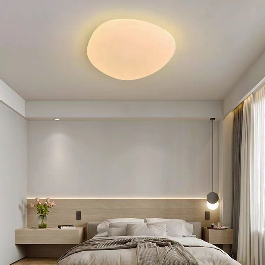 Contemporary Metal And Acrylic Rocky Bedroom Ceiling Light, White, Trichromatic Light