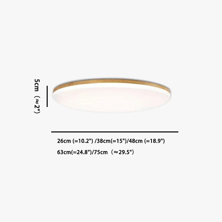 Modern Wooden And Acrylic Round Bedroom Ceiling Light, Natural Wood, Trichromatic Light