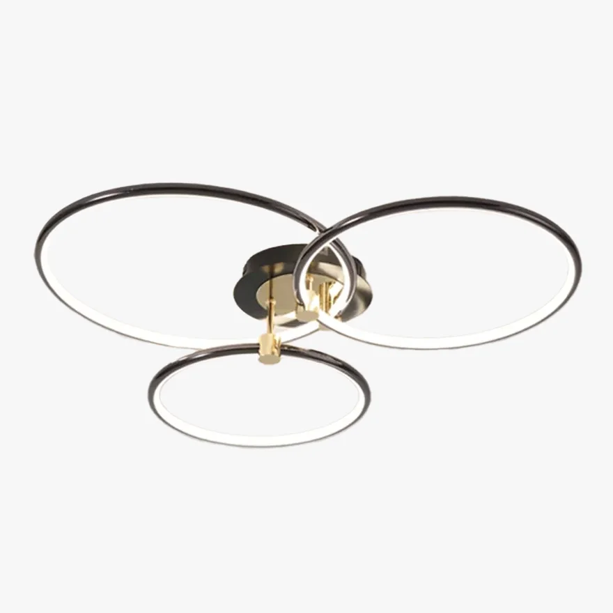 Modern Metal Round Dining Room Ceiling Light, Black/Gold