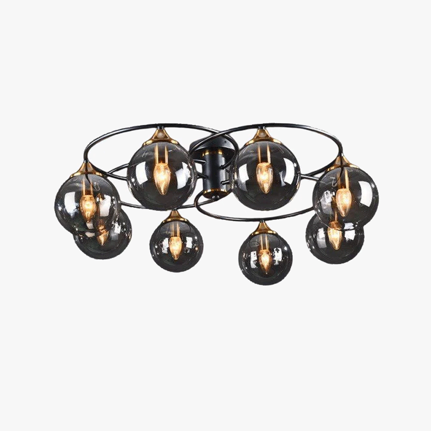 Modern Metal And Glass Bubble Living Room Chandelie Pendant Light, Amber/Smoky gray