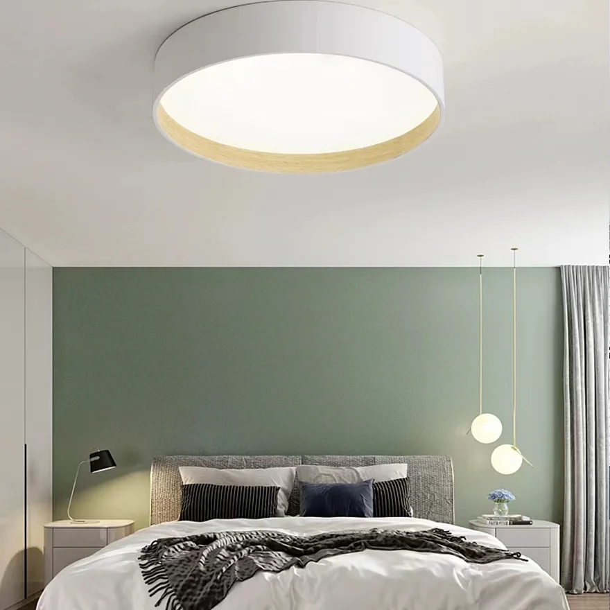 Scandinavian Metal And Acrylic Round Bedroom Ceiling Light, Black/Grey/White