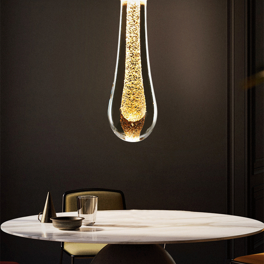 Modern Crystal Teardrop Bedroom Wall Lamp, Black/Gold, Trichromatic Light