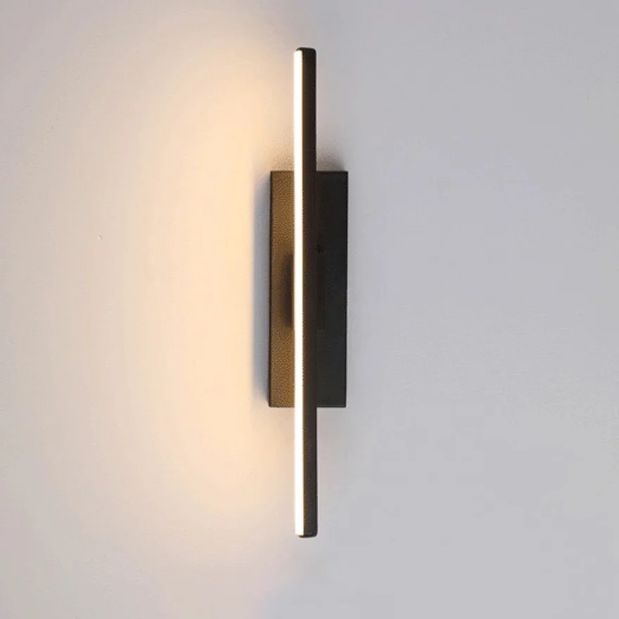 Modern Metal And Acrylic Linear Living Room Wall Lamp, Black/White, Trichromatic Light