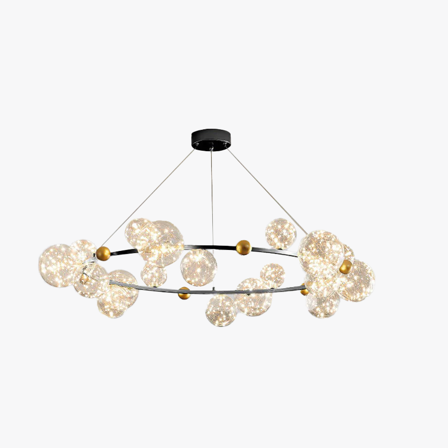 Modern Metal And Glass Bubble Living Room Pendant Light, Black/Gold