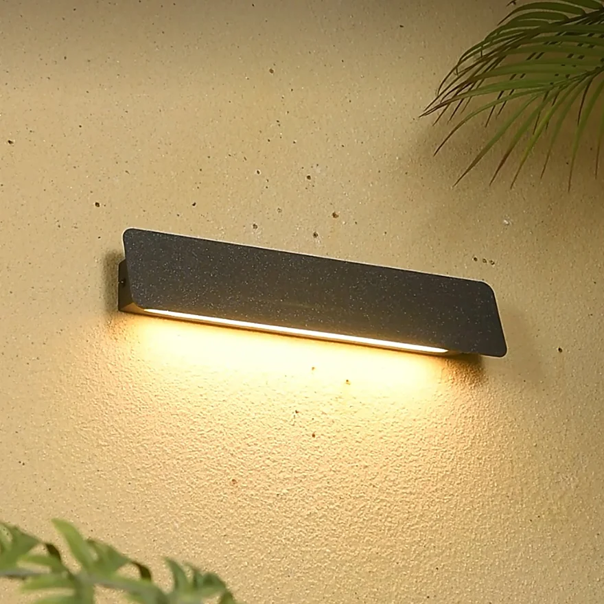 Minimalist Metal Rectangular Outdoor Wall Lamp, White/Black