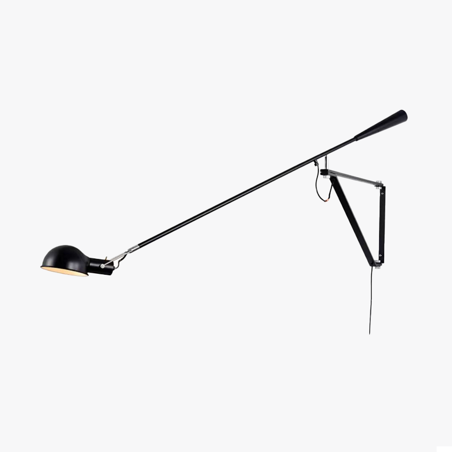 Minimalist Metal Linear And Dome Living Room Wall Lamp, Black/White