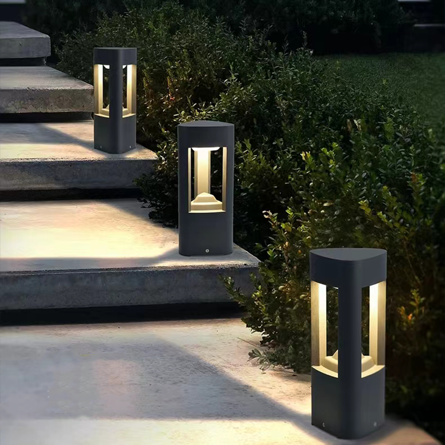 Minimalist Metal And Acrylic Cylindrical Outdoor Path Light, Black