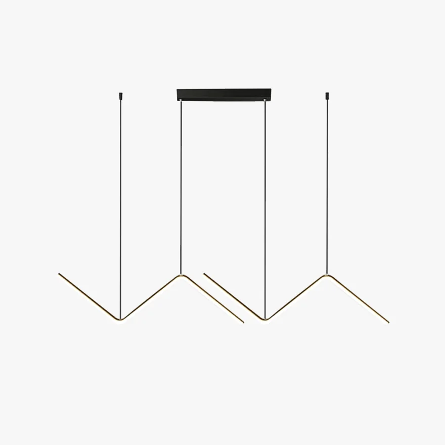 Minimalist Metal And Acrylic Linear Dining Room Pendant Light, Black/Gold, Trichromatic Light