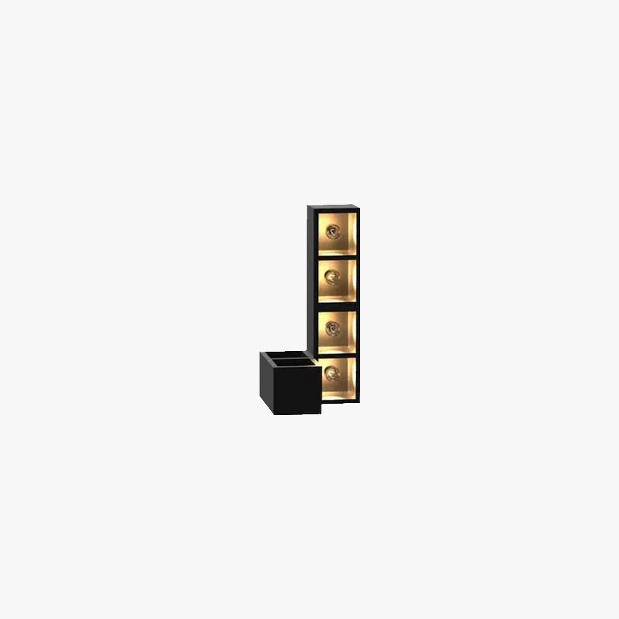 Modern  Metal And Glass Cube Outdoor Wall Lamp, Black