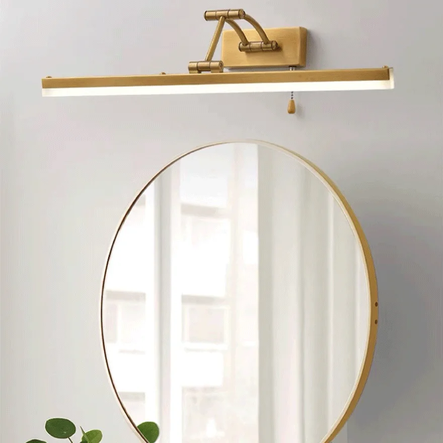 Modern Metal And Acrylic Strip Bathroom Mirror Front Wall Lamp, Black/Gold, Trichromatic Light