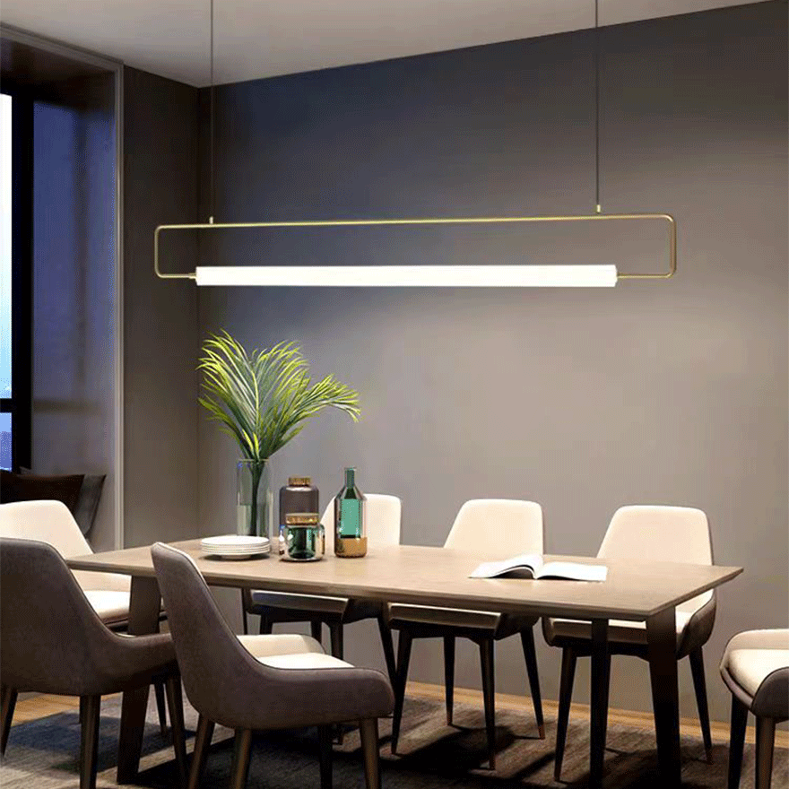 Minimalist Metal, Acrylic Liner Dining Room Pendant Light, Black/Gold