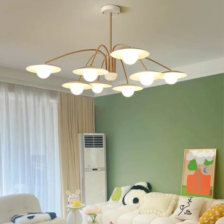 Modern Metal And Glass Saucer-Shaped Dining Room Pendant Light, Gold