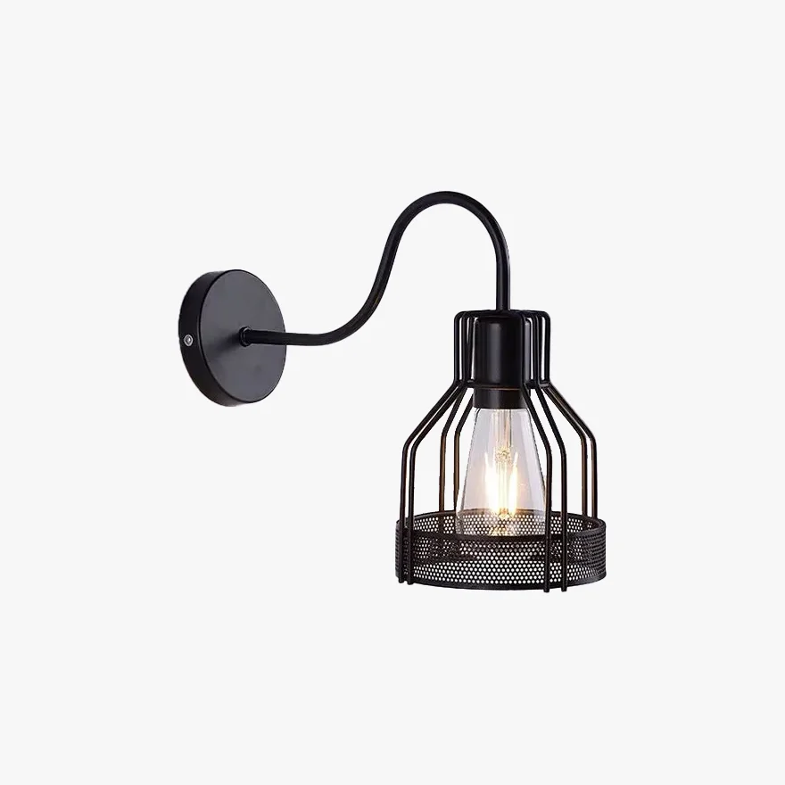 Industrial Metal Lantern Dining Room Wall Lamp, Black