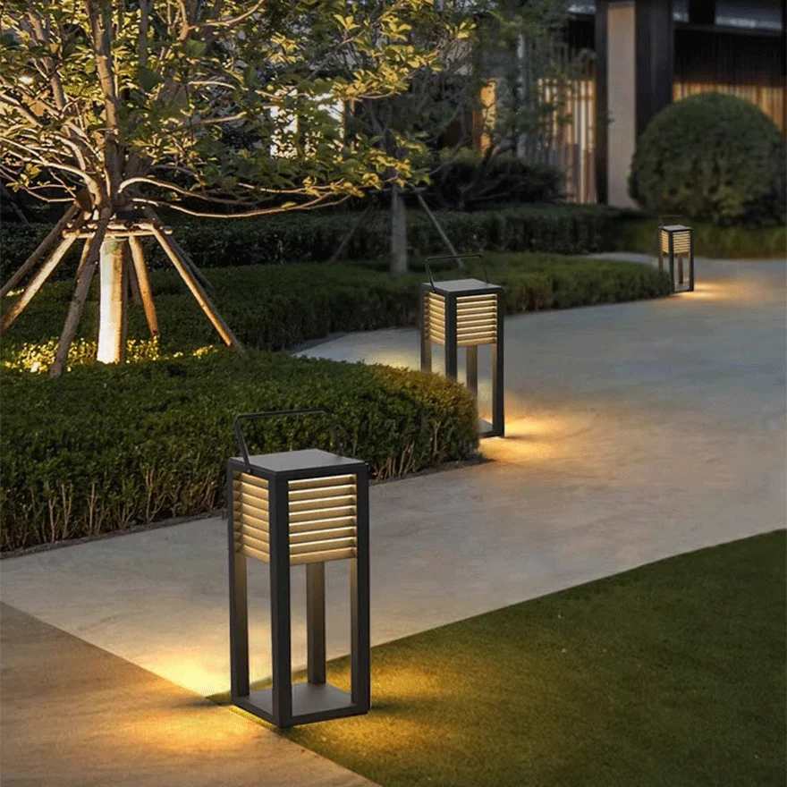 Modern Metal And Acrylic Rectangular Outdoor Floor Lamp, Black