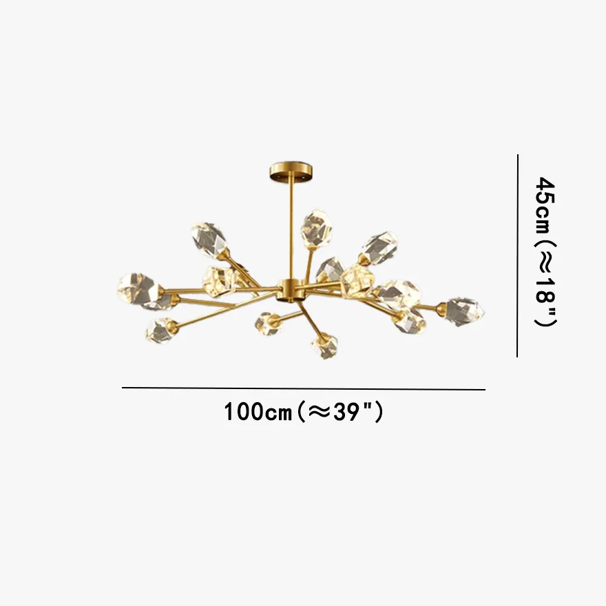 Modern Metal And Crystal Uneven Bedroom Chandeliers Pendant Light, Gold, Trichromatic Light