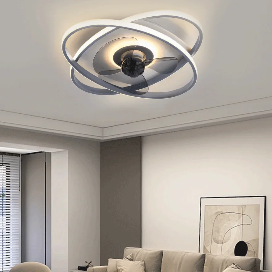 Designer Metal And Acrylic Double-ring Living Room Ceiling Light, Black/Blue/Grey/Gold/Pink