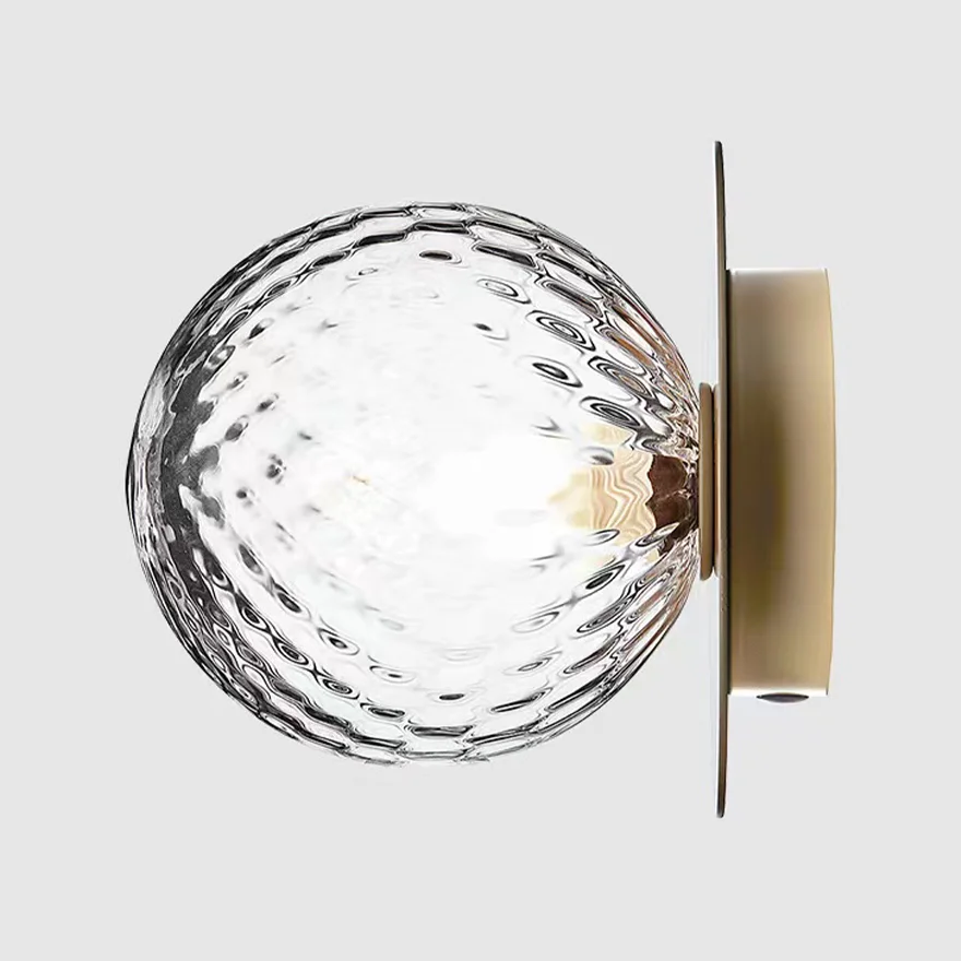 Minimalist Metal And Glass Globular Bathroom Wall Lamp, Wall Lamp, Black/Brass/Gold/Silver