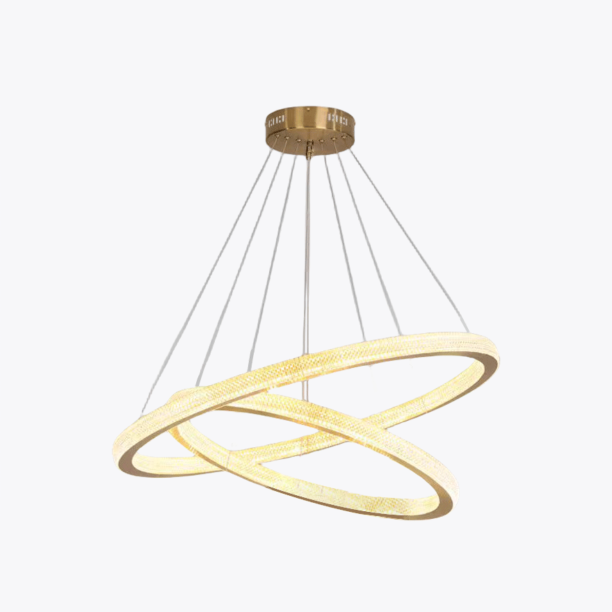 Contemporary Metal And Acrylic Ring Living Room Pendant Light, Gold