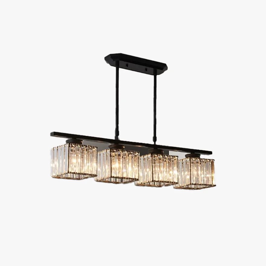 Modern Metal And Crystal Geometric Dining Room Pendant Light, Black/Gold