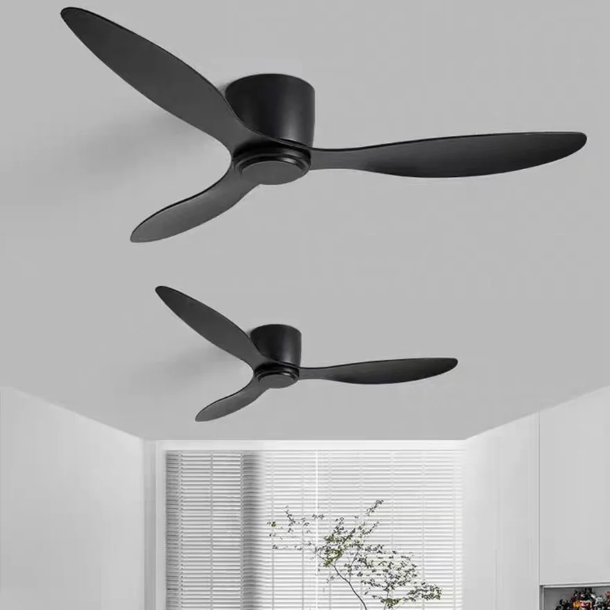 Minimalist Metal And Acrylic Round Dining Room Ceiling With Fan, Black/White