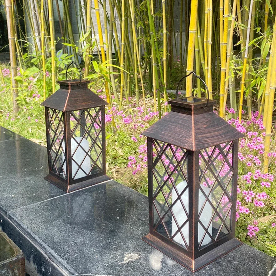 Retro Metal And Acrylic Lantern Courtyard Outdoor Pathway Light, Antique Brass