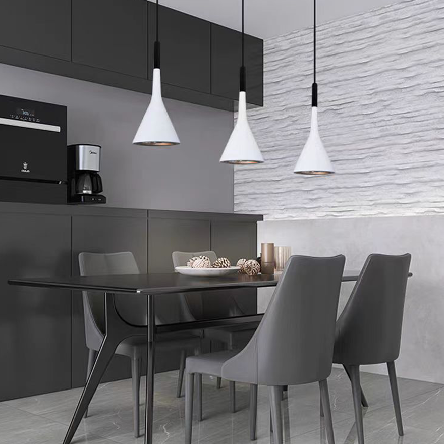 Nordic Metal And Acrylic Conical Kitchen Pendant Light, 8 Color