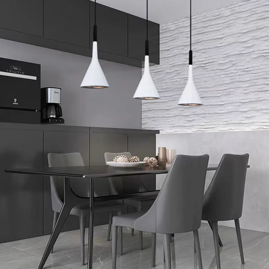 Nordic Metal And Acrylic Conical Kitchen Pendant Light, 8 Color